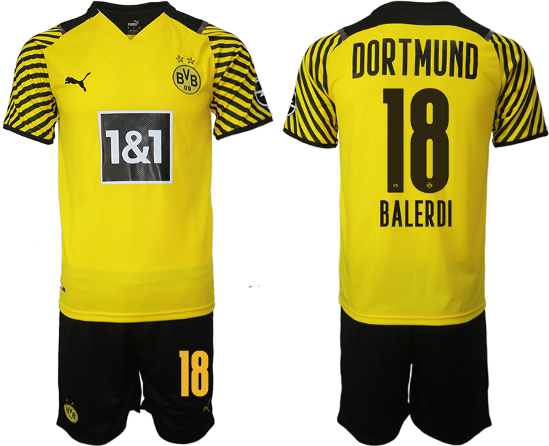 Men 2021-2022 Club Borussia Dortmund home #18 yellow Soccer Jersey